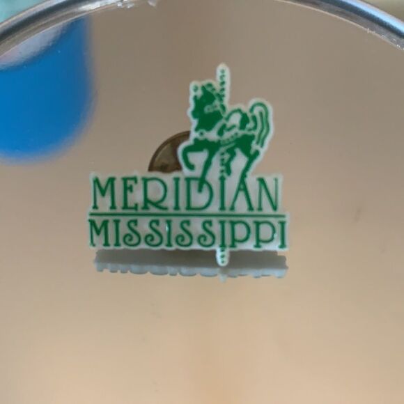 Vtg “Meridian, Mississippi” white lapel pin with carousel horse - Picture 2 of 5